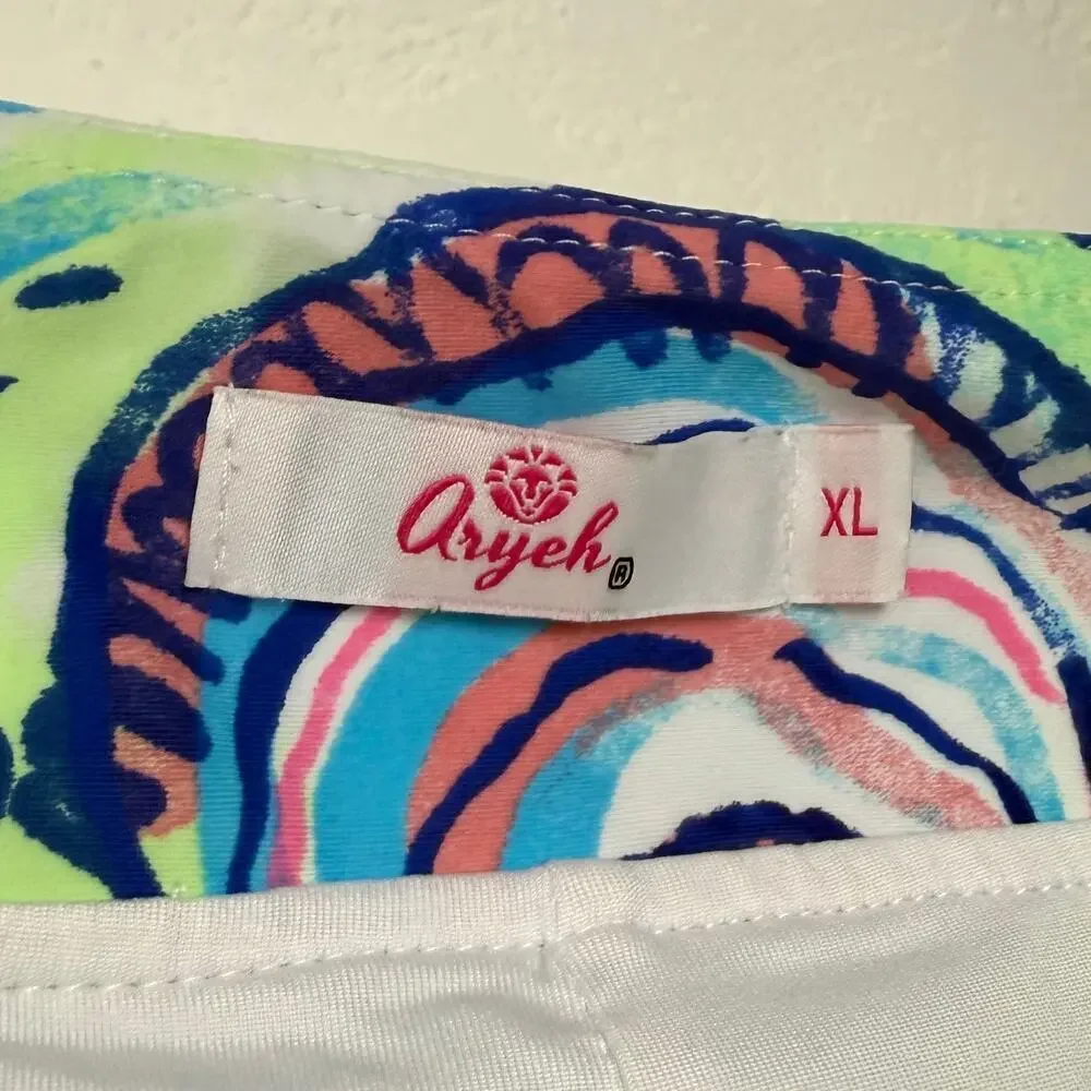 Aryeh Seashell Print Eyelet Lace Trim Pocket Skort Resort Palm Beach Size XL